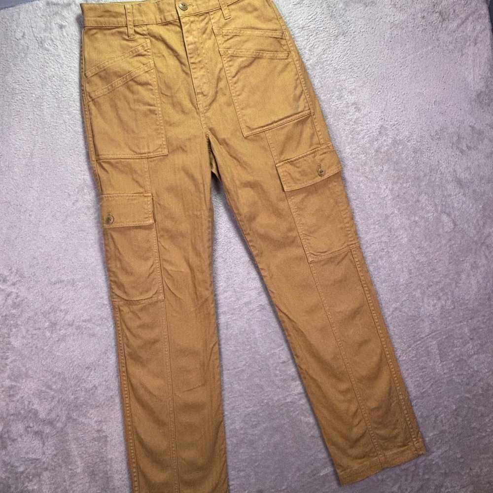 Madewell Womens 90s Straight Cargo Pants‎ Size 25 Brown Herringbone NA5688